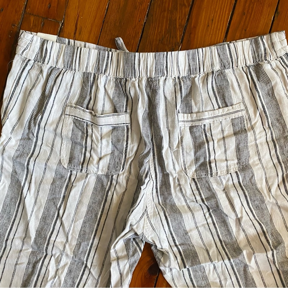 Dash Washable Linen Black & White Stripped Cropped Pant Size 2X NWT - Picture 2 of 9